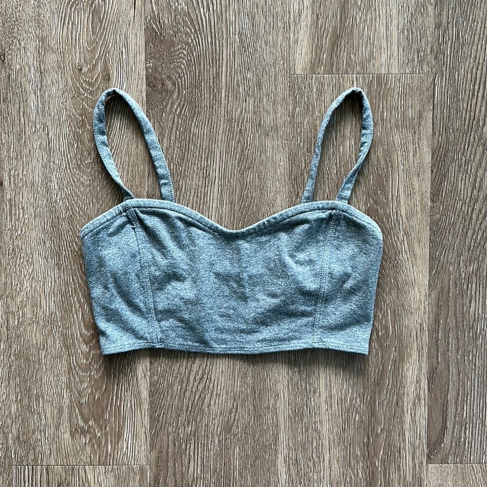 Abercrombie & Fitch Strappy Back Bralette Crop Top Grey Size XS